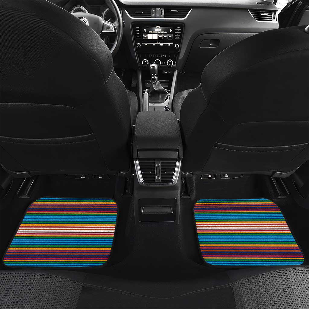 Montserrat Car Mats with Heliconia Flower Illustration Colorful Retro Stripe Design - Wonder Print Shop