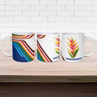 Montserrat Ceramic Mug with Heliconia Flower Illustration Colorful Retro Stripe Design - Wonder Print Shop