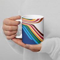 Montserrat Ceramic Mug with Heliconia Flower Illustration Colorful Retro Stripe Design - Wonder Print Shop