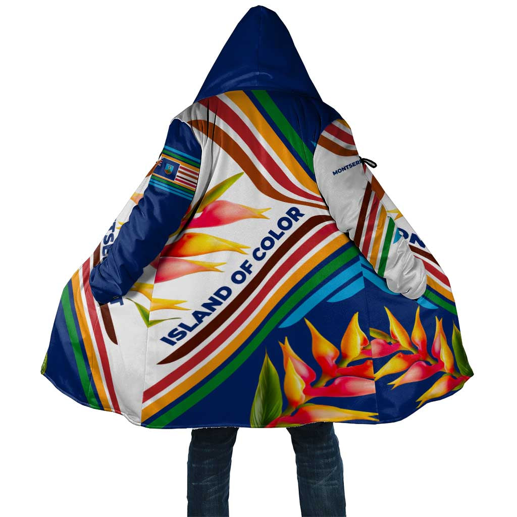 Montserrat Cloak with Heliconia Flower Illustration Colorful Retro Stripe Design - Wonder Print Shop