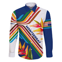 Montserrat Family Matching Long Sleeve Bodycon Dress and Hawaiian Shirt with Heliconia Flower Illustration Colorful Retro Stripe Design - Wonder Print Shop