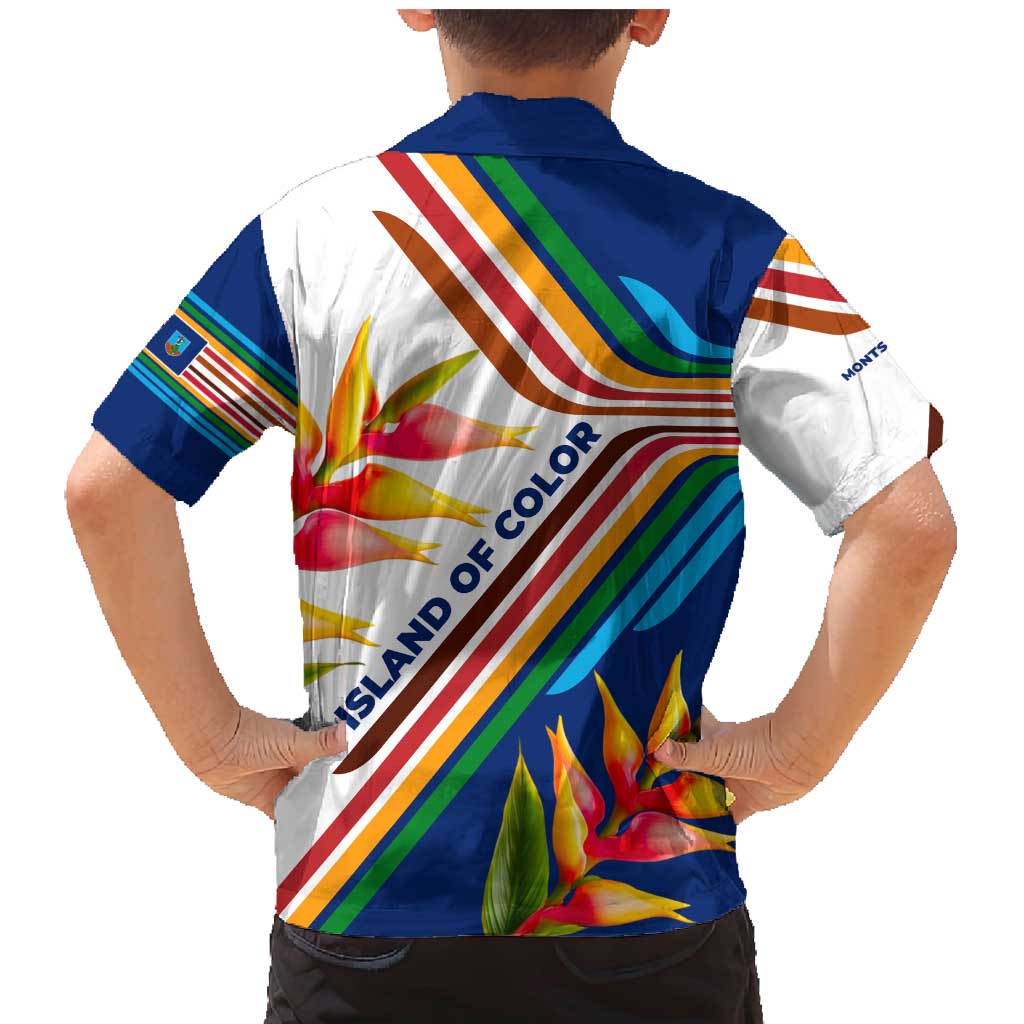 Montserrat Family Matching Mermaid Dress and Hawaiian Shirt with Heliconia Flower Illustration Colorful Retro Stripe Design - Wonder Print Shop