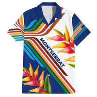 Montserrat Family Matching Off The Shoulder Long Sleeve Dress and Hawaiian Shirt with Heliconia Flower Illustration Colorful Retro Stripe Design - Wonder Print Shop