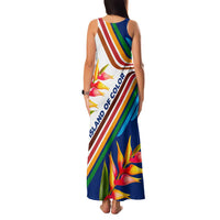 Montserrat Family Matching Tank Maxi Dress and Hawaiian Shirt with Heliconia Flower Illustration Colorful Retro Stripe Design - Wonder Print Shop