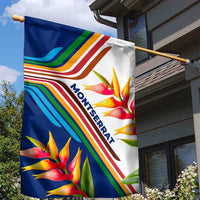 Montserrat Garden Flag with Heliconia Flower Illustration Colorful Retro Stripe Design - Wonder Print Shop