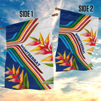 Montserrat Garden Flag with Heliconia Flower Illustration Colorful Retro Stripe Design - Wonder Print Shop