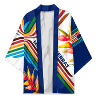 Montserrat Kimono with Heliconia Flower Illustration Colorful Retro Stripe Design - Wonder Print Shop
