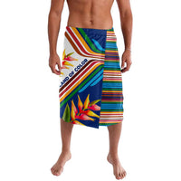 Montserrat Lavalava with Heliconia Flower Illustration Colorful Retro Stripe Design - Wonder Print Shop