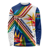 Montserrat Long Sleeve Shirt with Heliconia Flower Illustration Colorful Retro Stripe Design - Wonder Print Shop
