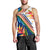 Montserrat Men Tank Top with Heliconia Flower Illustration Colorful Retro Stripe Design - Wonder Print Shop