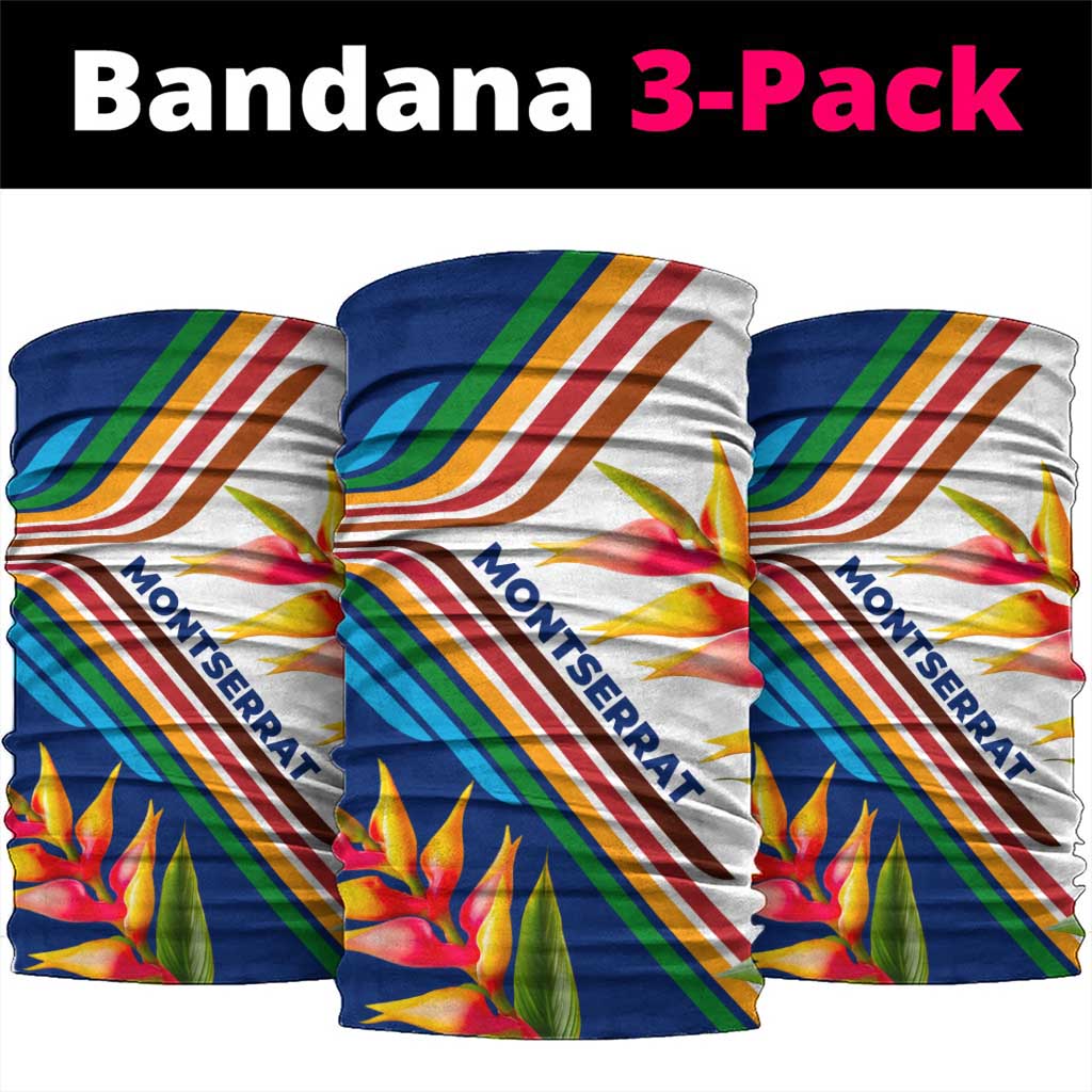 Montserrat Neck Gaiter with Heliconia Flower Illustration Colorful Retro Stripe Design TS04