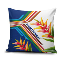 Montserrat Pillow Cover with Heliconia Flower Illustration Colorful Retro Stripe Design - Wonder Print Shop