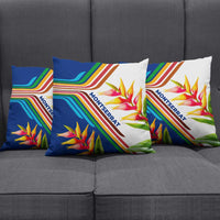 Montserrat Pillow Cover with Heliconia Flower Illustration Colorful Retro Stripe Design - Wonder Print Shop