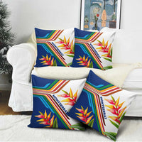 Montserrat Pillow Cover with Heliconia Flower Illustration Colorful Retro Stripe Design - Wonder Print Shop