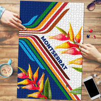 Montserrat Puzzle with Heliconia Flower Illustration Colorful Retro Stripe Design - Wonder Print Shop