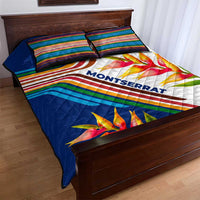 Montserrat Quilt Bed Set with Heliconia Flower Illustration Colorful Retro Stripe Design - Wonder Print Shop