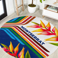 Montserrat Round Carpet with Heliconia Flower Illustration Colorful Retro Stripe Design - Wonder Print Shop