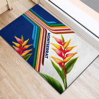 Montserrat Rubber Doormat with Heliconia Flower Illustration Colorful Retro Stripe Design - Wonder Print Shop