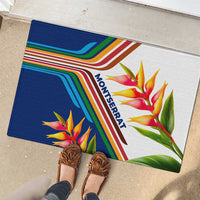 Montserrat Rubber Doormat with Heliconia Flower Illustration Colorful Retro Stripe Design - Wonder Print Shop