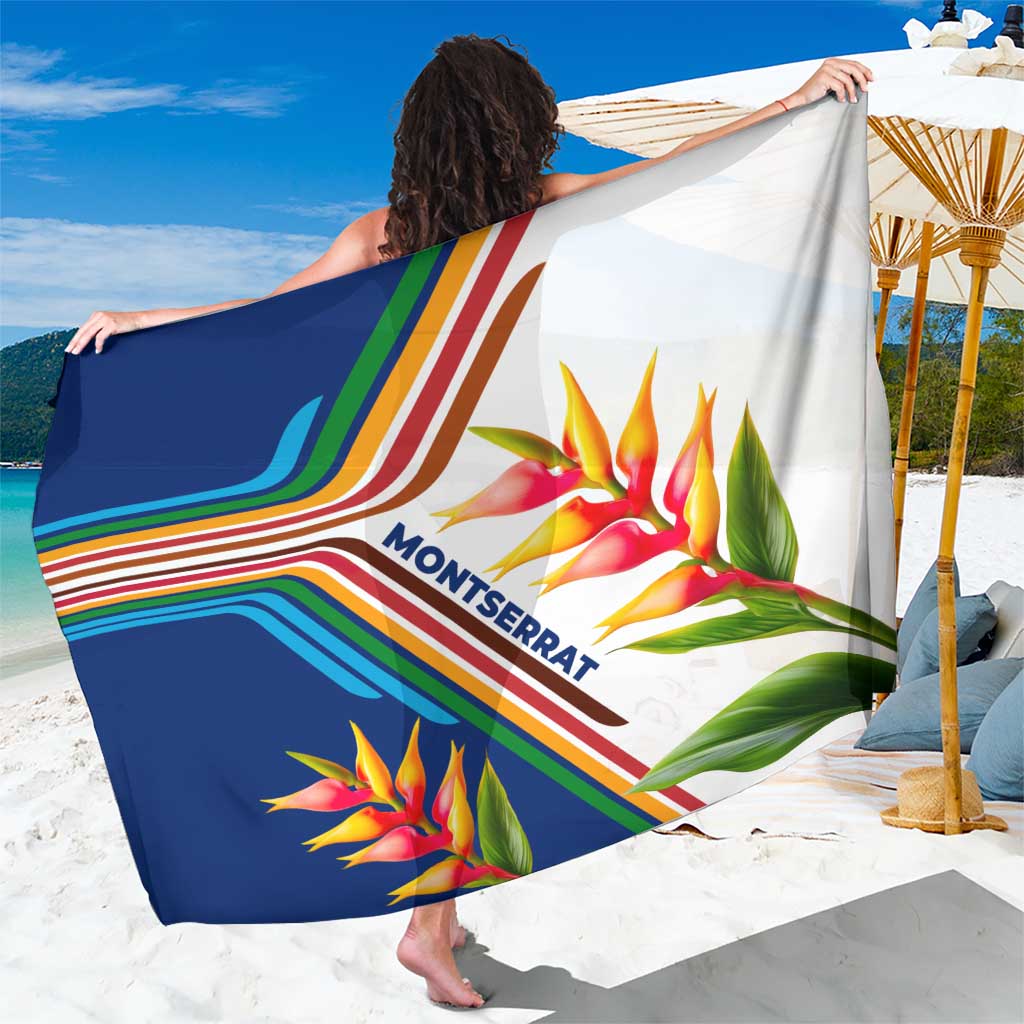 Montserrat Sarong with Heliconia Flower Illustration Colorful Retro Stripe Design - Wonder Print Shop
