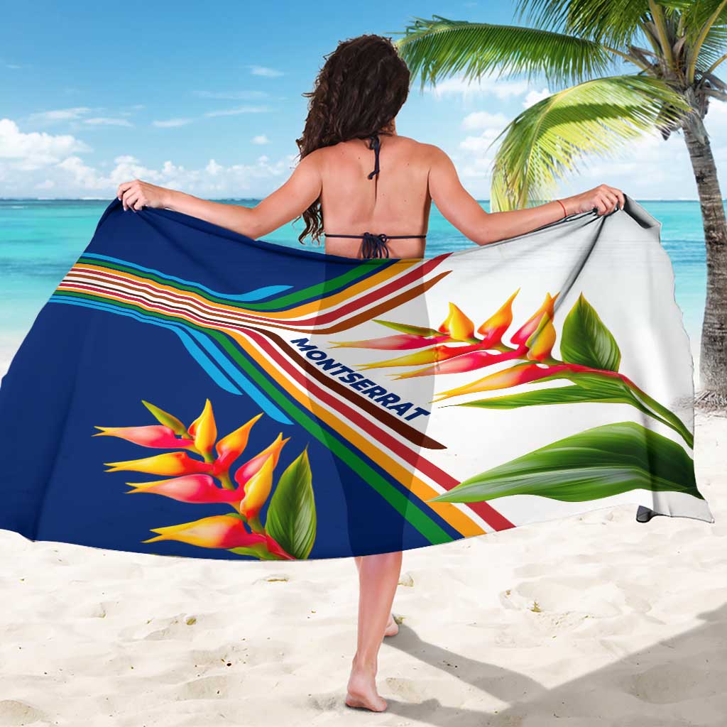 Montserrat Sarong with Heliconia Flower Illustration Colorful Retro Stripe Design - Wonder Print Shop