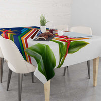 Montserrat Tablecloth with Heliconia Flower Illustration Colorful Retro Stripe Design - Wonder Print Shop