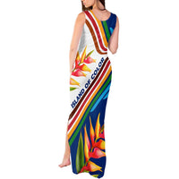 Montserrat Tank Maxi Dress with Heliconia Flower Illustration Colorful Retro Stripe Design - Wonder Print Shop