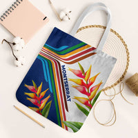 Montserrat Tote Bag with Heliconia Flower Illustration Colorful Retro Stripe Design - Wonder Print Shop