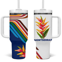 Montserrat Tumbler With Handle with Heliconia Flower Illustration Colorful Retro Stripe Design - Wonder Print Shop