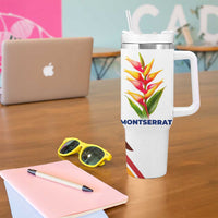 Montserrat Tumbler With Handle with Heliconia Flower Illustration Colorful Retro Stripe Design - Wonder Print Shop
