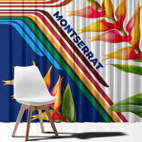 Montserrat Window Curtain with Heliconia Flower Illustration Colorful Retro Stripe Design - Wonder Print Shop