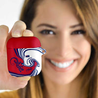 Montserrat AirPods Case with Gecko Illustration Red Blue Wavy Line Design - Wonder Print Shop