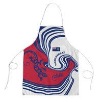 Montserrat Apron with Gecko Illustration Red Blue Wavy Line Design - Wonder Print Shop