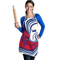 Montserrat Apron with Gecko Illustration Red Blue Wavy Line Design - Wonder Print Shop