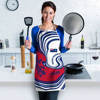 Montserrat Apron with Gecko Illustration Red Blue Wavy Line Design - Wonder Print Shop