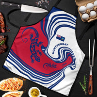 Montserrat Apron with Gecko Illustration Red Blue Wavy Line Design - Wonder Print Shop