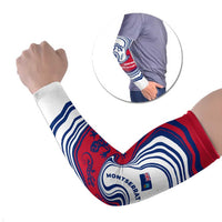 Montserrat Arm Sleeves with Gecko Illustration Red Blue Wavy Line Design - Wonder Print Shop