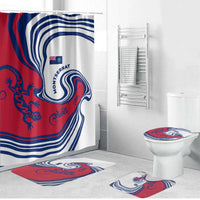 Montserrat Bathroom Set with Gecko Illustration Red Blue Wavy Line Design - Wonder Print Shop