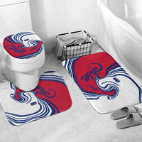 Montserrat Bathroom Set with Gecko Illustration Red Blue Wavy Line Design - Wonder Print Shop