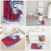 Montserrat Bathroom Set with Gecko Illustration Red Blue Wavy Line Design - Wonder Print Shop
