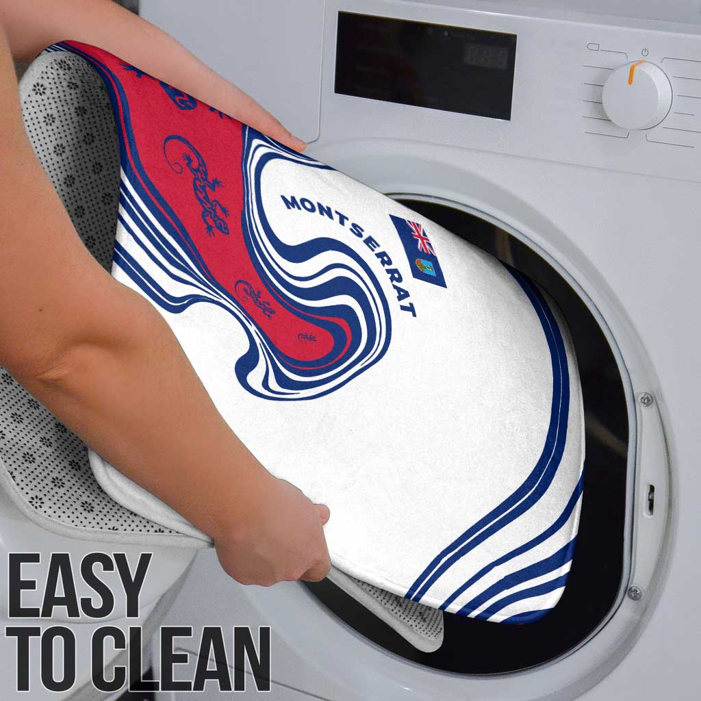 Montserrat Bathroom Set with Gecko Illustration Red Blue Wavy Line Design - Wonder Print Shop