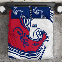 Montserrat Bedding Set with Gecko Illustration Red Blue Wavy Line Design - Wonder Print Shop