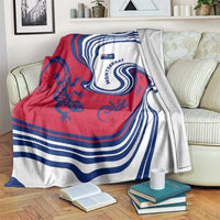 Montserrat Blanket with Gecko Illustration Red Blue Wavy Line Design - Wonder Print Shop