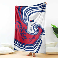 Montserrat Blanket with Gecko Illustration Red Blue Wavy Line Design - Wonder Print Shop
