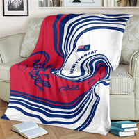 Montserrat Blanket with Gecko Illustration Red Blue Wavy Line Design - Wonder Print Shop
