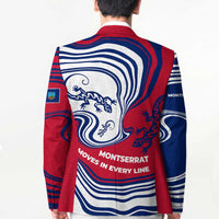 Montserrat Blazer with Gecko Illustration Red Blue Wavy Line Design - Wonder Print Shop