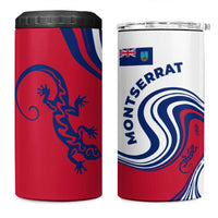 Montserrat 4 in 1 Can Cooler Tumbler with Gecko Illustration Red Blue Wavy Line Design - Wonder Print Shop