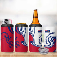 Montserrat 4 in 1 Can Cooler Tumbler with Gecko Illustration Red Blue Wavy Line Design - Wonder Print Shop