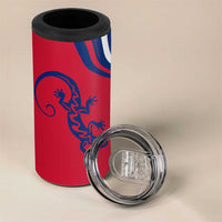 Montserrat 4 in 1 Can Cooler Tumbler with Gecko Illustration Red Blue Wavy Line Design - Wonder Print Shop