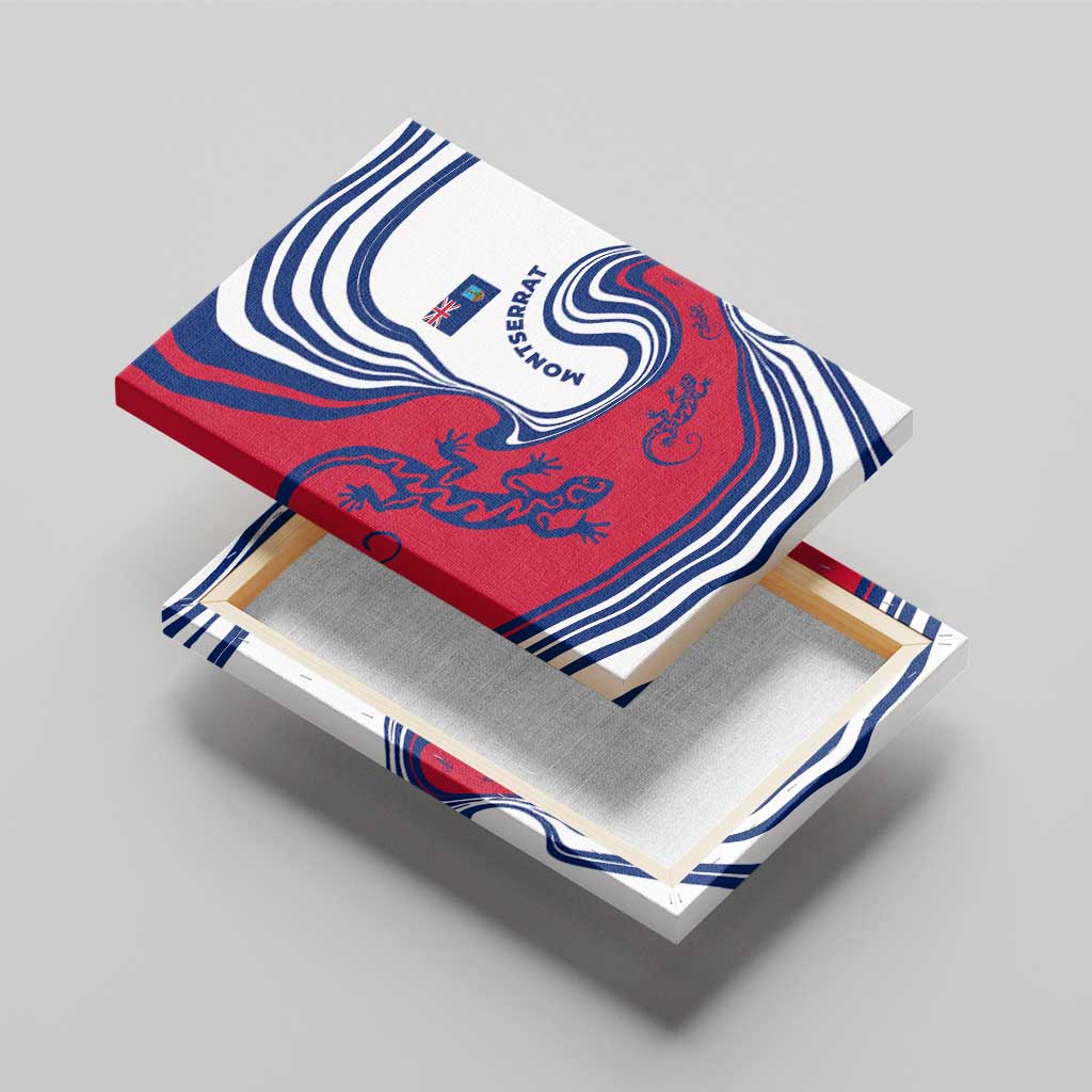 Montserrat Canvas Wall Art with Gecko Illustration Red Blue Wavy Line Design - Wonder Print Shop